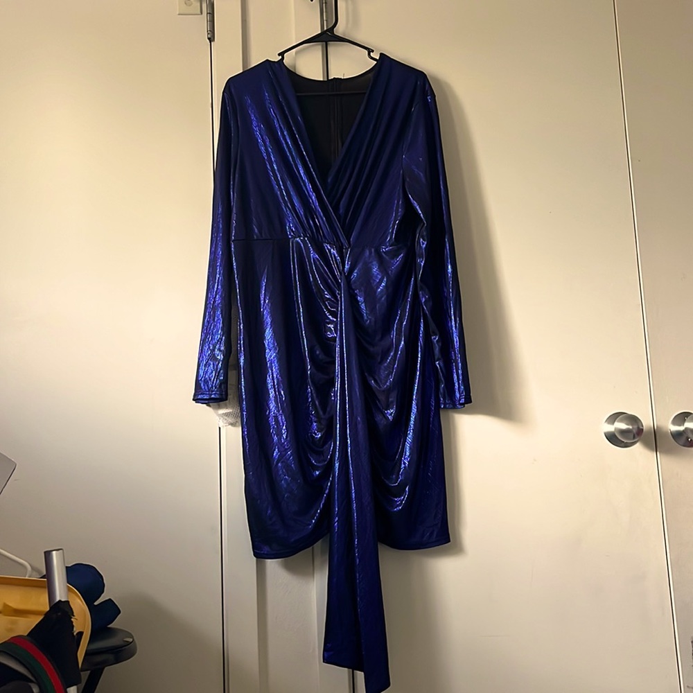 Blue with Black Iridescent Party Dress